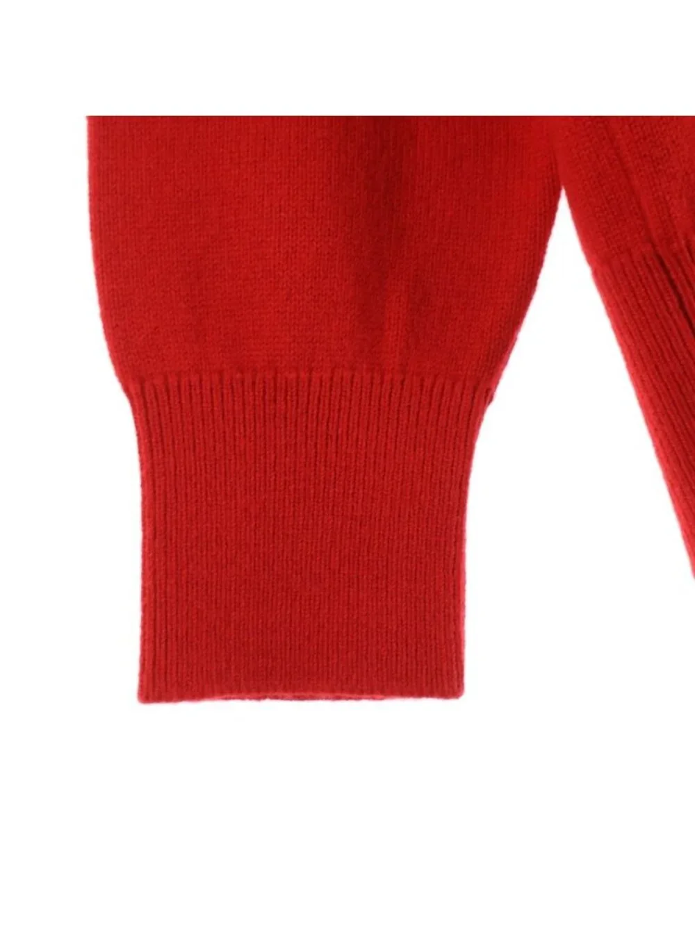 Chanel Cashmere Knit Cardigan Coco Bijou Button Red 36